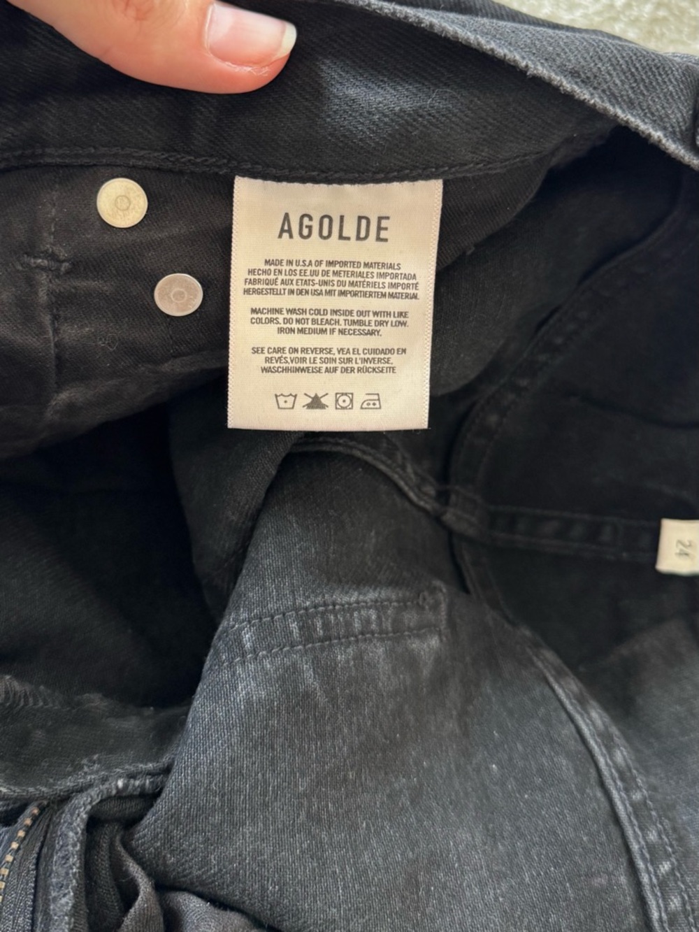 Agolde Black Slim Straight Distressed Jeans - Picture 6 of 7
